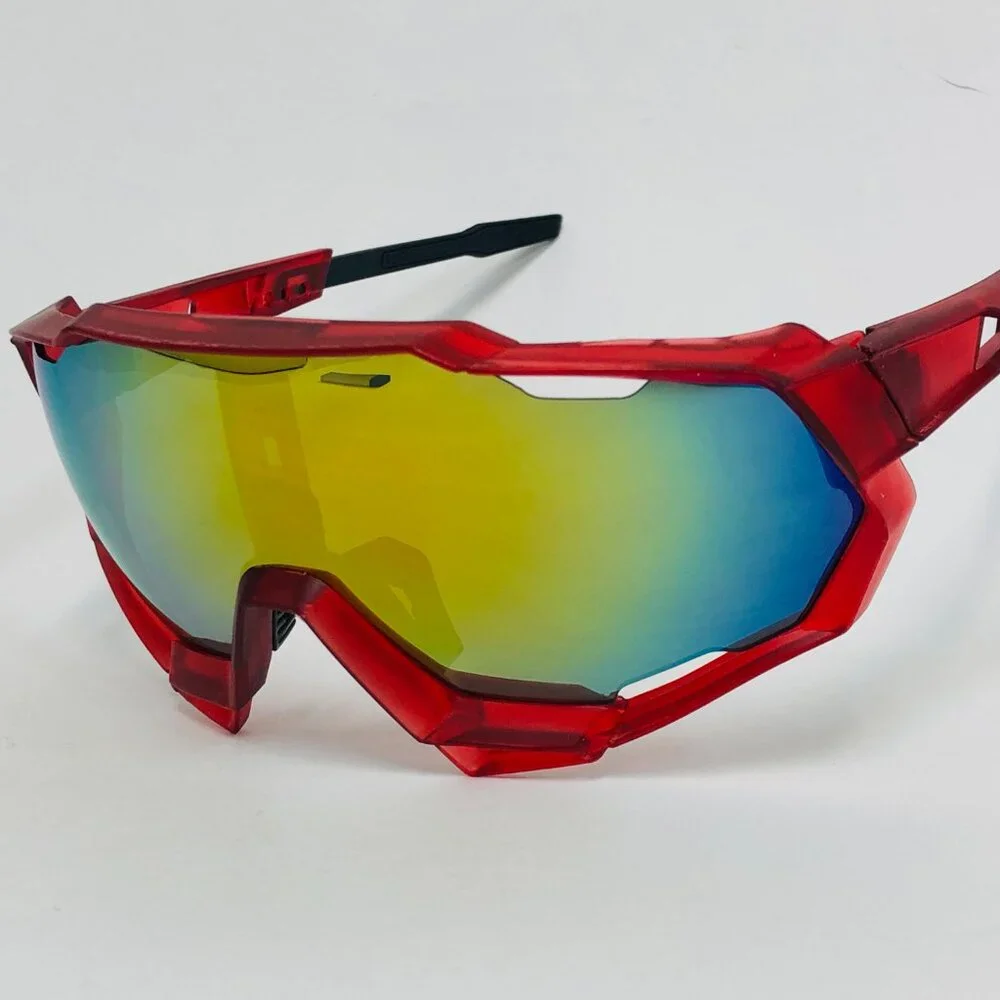 Sports Men Sunglasses Red‎ Mirror Lens Large Frame Rimless Oversized Ski Gafas